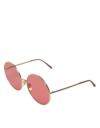 Dolce & Gabbana Pink Gold Metal Round Shades Eyewear Sunglasses