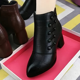 Women's Chelsea Boots Crocodile Embossed High Heel Stylish Versatile Zipper Ankle Boots 