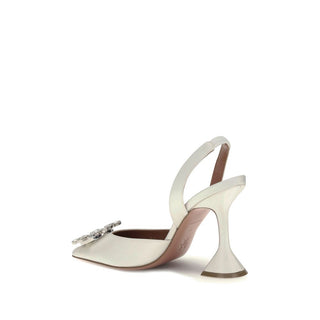 Amina Muaddi White Calf Leather Bos Taurus Pumps