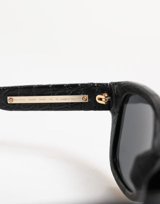 Dolce & Gabbana DG4177 Black Leather Frame Tinted Lens Sunglasses