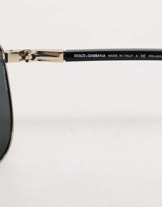 Dolce & Gabbana DG2106K Black Gold Plated Polarized MetalFrame Sunglasses