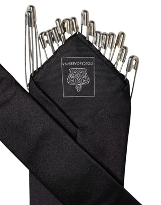 Dolce & Gabbana Black Safety Pins Silk Adjustable Necktie Accessory Tie