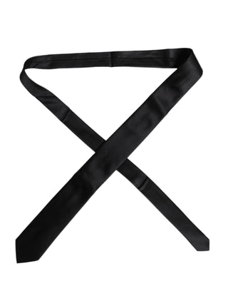 Dolce & Gabbana Men Black Solid Silk Adjustable Necktie Accessory Tie