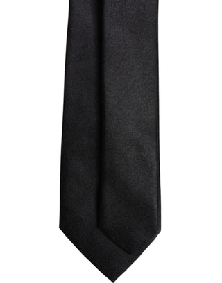Dolce & Gabbana Men Black Solid Silk Adjustable Necktie Accessory Tie