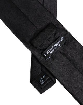 Dolce & Gabbana Men Black Solid Silk Adjustable Necktie Accessory Tie