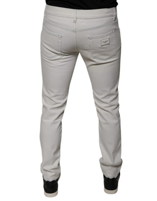 Dolce & Gabbana White Cotton Stretch Skinny Men Denim Jeans