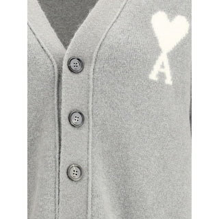 Ami Paris Gray Alpaca Vicugna Pacos Cardigan