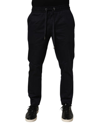 Dolce & Gabbana Black Mid Waist Drawstring Men Jogger Pants