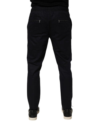 Dolce & Gabbana Black Mid Waist Drawstring Men Jogger Pants