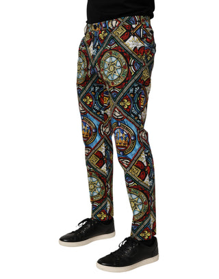 Dolce & Gabbana Multicolor Stained Glass Window Style Print Men Pants