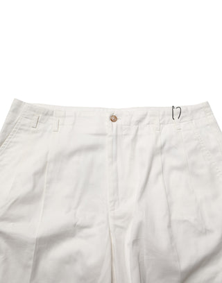Dolce & Gabbana White Cotton Mid Waist Men Bermuda Shorts