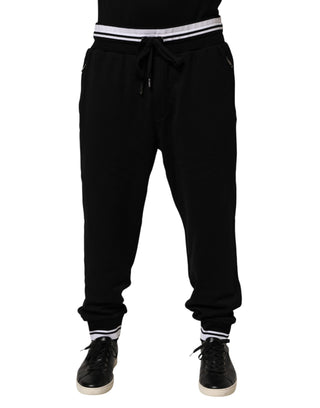 Dolce & Gabbana Black Cotton Sacred-Heart Men Jogger Pants