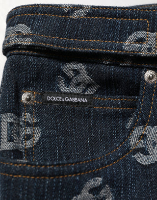 Dolce & Gabbana Blue Logo Print Straight Denim Men Jeans