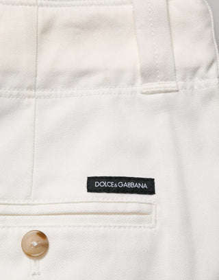 Dolce & Gabbana White Cotton Stretch Cropped Trouser Pants