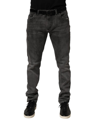 Dolce & Gabbana Dark Gray Cotton Skinny Men Denim Jeans