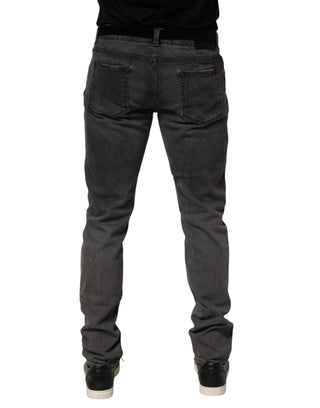 Dolce & Gabbana Dark Gray Cotton Skinny Men Denim Jeans