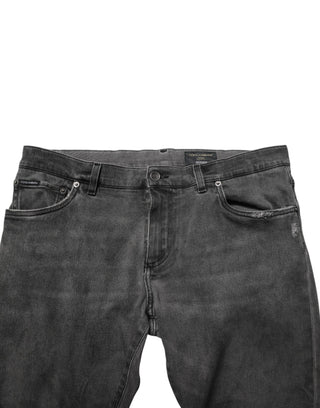 Dolce & Gabbana Dark Gray Cotton Skinny Men Denim Jeans