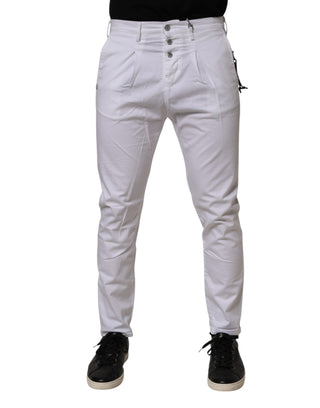 Daniele Alessandrini White Cotton Stretch Slim Fit Denim Jeans
