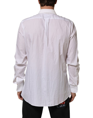 Dolce & Gabbana White Cotton MARTINI DG Patch Dress Shirt