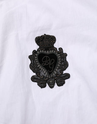 Dolce & Gabbana White Cotton MARTINI DG Patch Dress Shirt