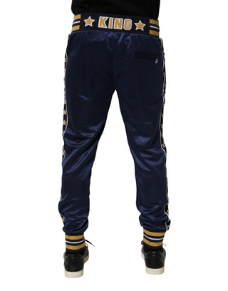 Dolce & Gabbana Blue Nylon Jogger Mid Waist Trouser Pants