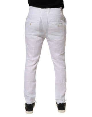 Daniele Alessandrini White Linen Formal Dress Trouser Pants