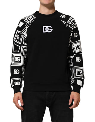 Dolce & Gabbana Black D&G Monogram Cotton Sweatshirt Sweater