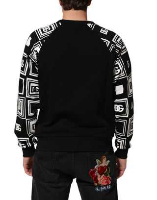 Dolce & Gabbana Black D&G Monogram Cotton Sweatshirt Sweater