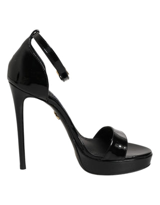 Dolce & Gabbana Black Leather Platform Keira Sandals Shoes