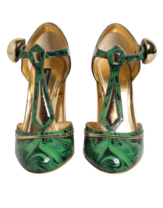 Dolce & Gabbana Green Patent Leather Vally Heels Pumps Shoes
