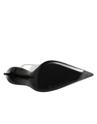 Dolce & Gabbana Black Leather Clear PVC Slingback Pumps Shoes