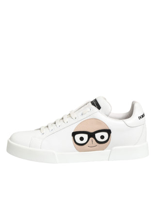 Dolce & Gabbana White Leather #DGFamily Casual Sneakers Shoes