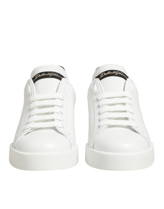 Dolce & Gabbana White Leather Lace Up Low Top Sneakers Shoes