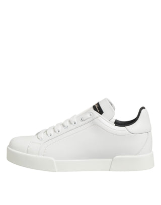 Dolce & Gabbana White Leather Lace Up Low Top Sneakers Shoes