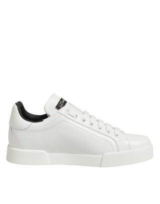 Dolce & Gabbana White Leather Lace Up Low Top Sneakers Shoes