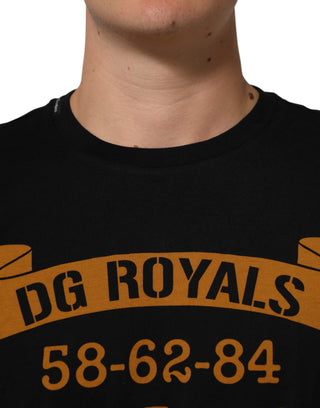 Dolce & Gabbana Black DG Royals Cotton Crew Neck Men T-shirt
