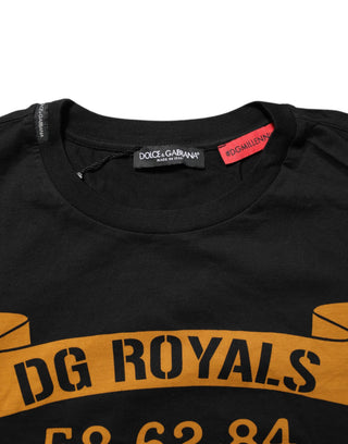 Dolce & Gabbana Black DG Royals Cotton Crew Neck Men T-shirt