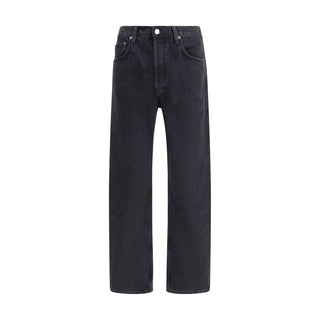 Agolde Black Cotton Straight-Leg Jeans