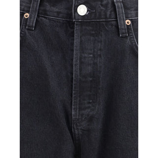 Agolde Black Cotton Straight-Leg Jeans