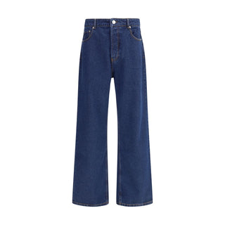 Ami Paris Blue Cotton Straight-Leg Jeans