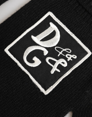 Dolce & Gabbana Black Virgin Wool Knit Hands Mitten Men Gloves