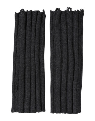 Dolce & Gabbana Black Virgin Wool Knitted Fingerless Gloves