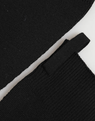 Dolce & Gabbana Black Virgin Wool Knitted Fingerless Men Gloves