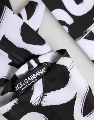 Dolce & Gabbana Black White DG Logo Elbow Length Mitten Gloves