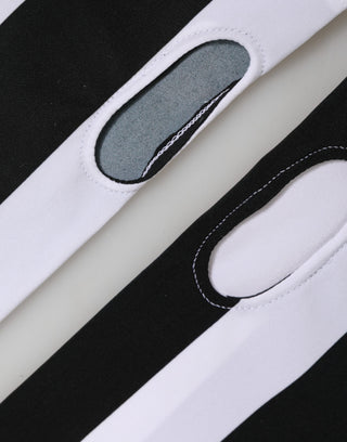 Dolce & Gabbana Black White Nylon Fingerless Wrist Length Gloves