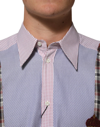 Dolce & Gabbana Multicolor Cotton Collared Checkered Shirt
