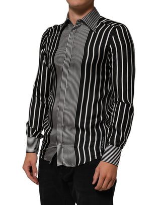 Dolce & Gabbana Black White Stripes Men MARTINI Dress Shirt