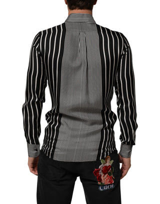 Dolce & Gabbana Black White Stripes Men MARTINI Dress Shirt