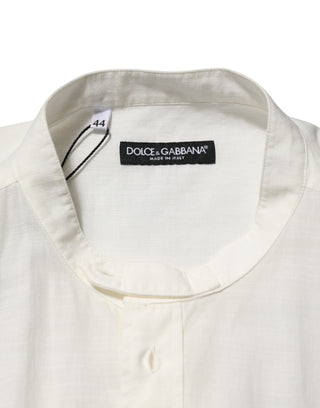 Dolce & Gabbana White Cotton Floral Print Button Down Shirt