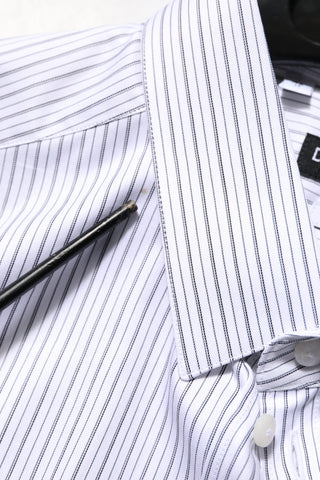 Dolce & Gabbana White Stripes Cotton Men GOLD Dress Shirt